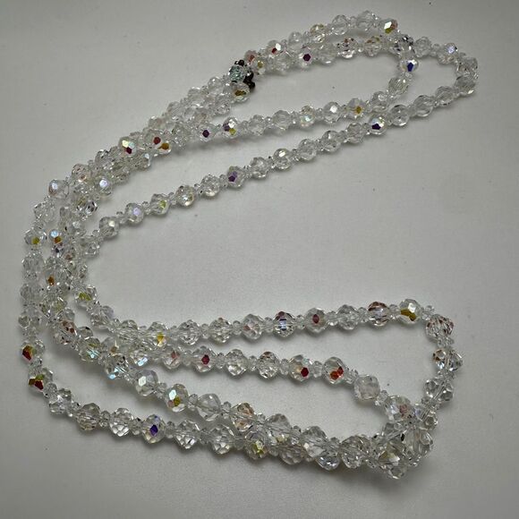 54" vintage Aurora Borealis (AB) crystal necklace! - Picture 5 of 14